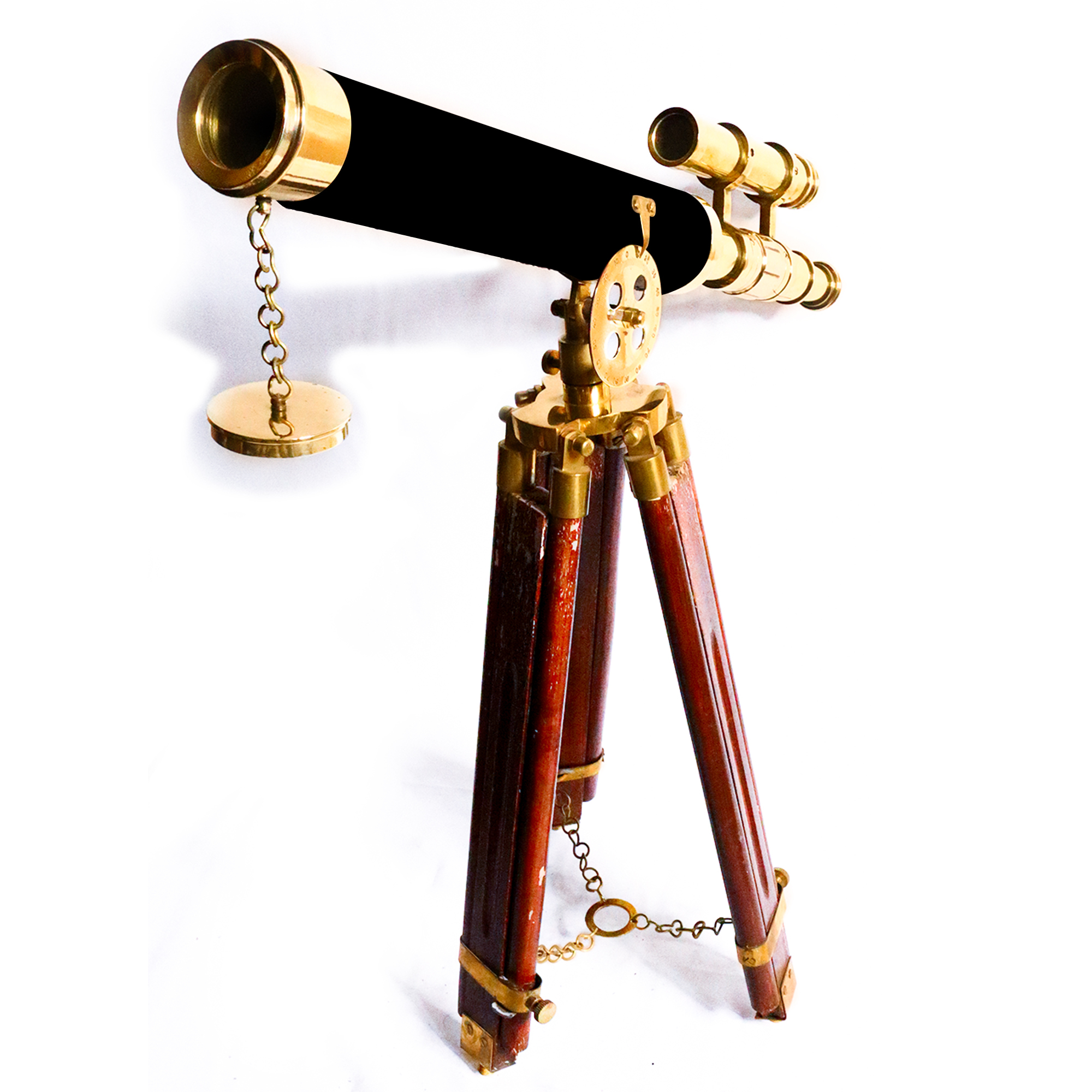 Handmade Nautical Double Barrel Brass Telescope With Tripod Stand