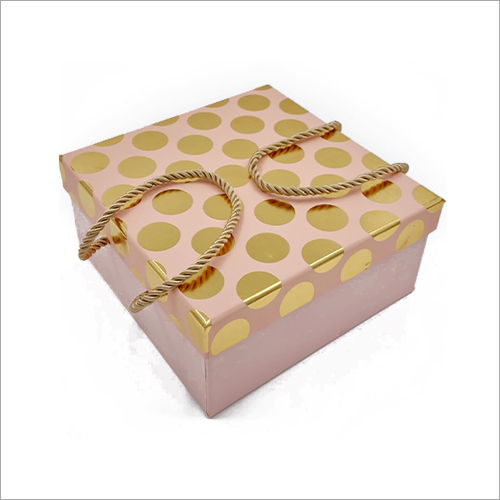Corrugated Packaging Box With Handle - Square Paper Material Glossy Lamination | Ideal For Food Storage And Transport