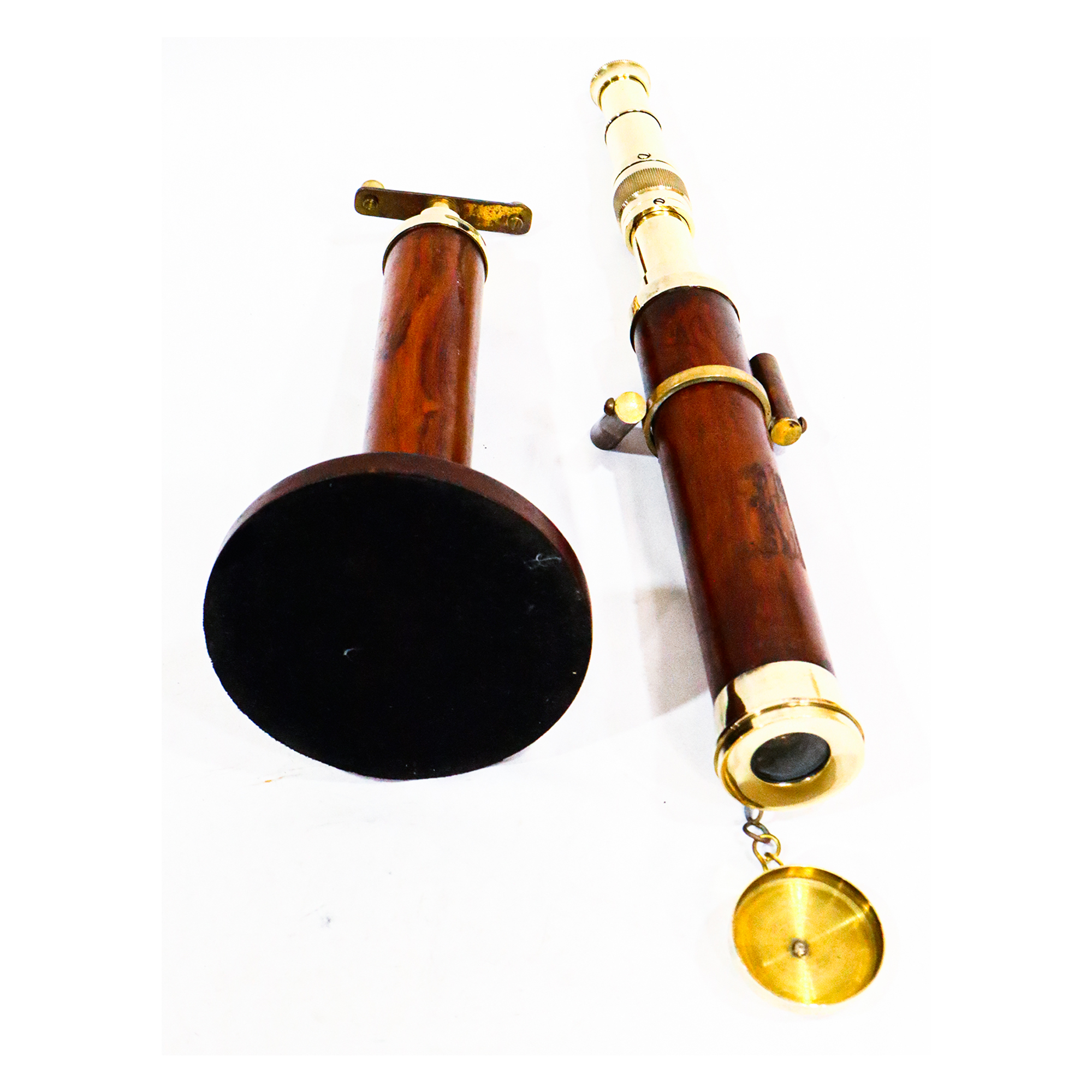 Brown Nautical Vintage Single Barrel Desktop Telescope With Stand
