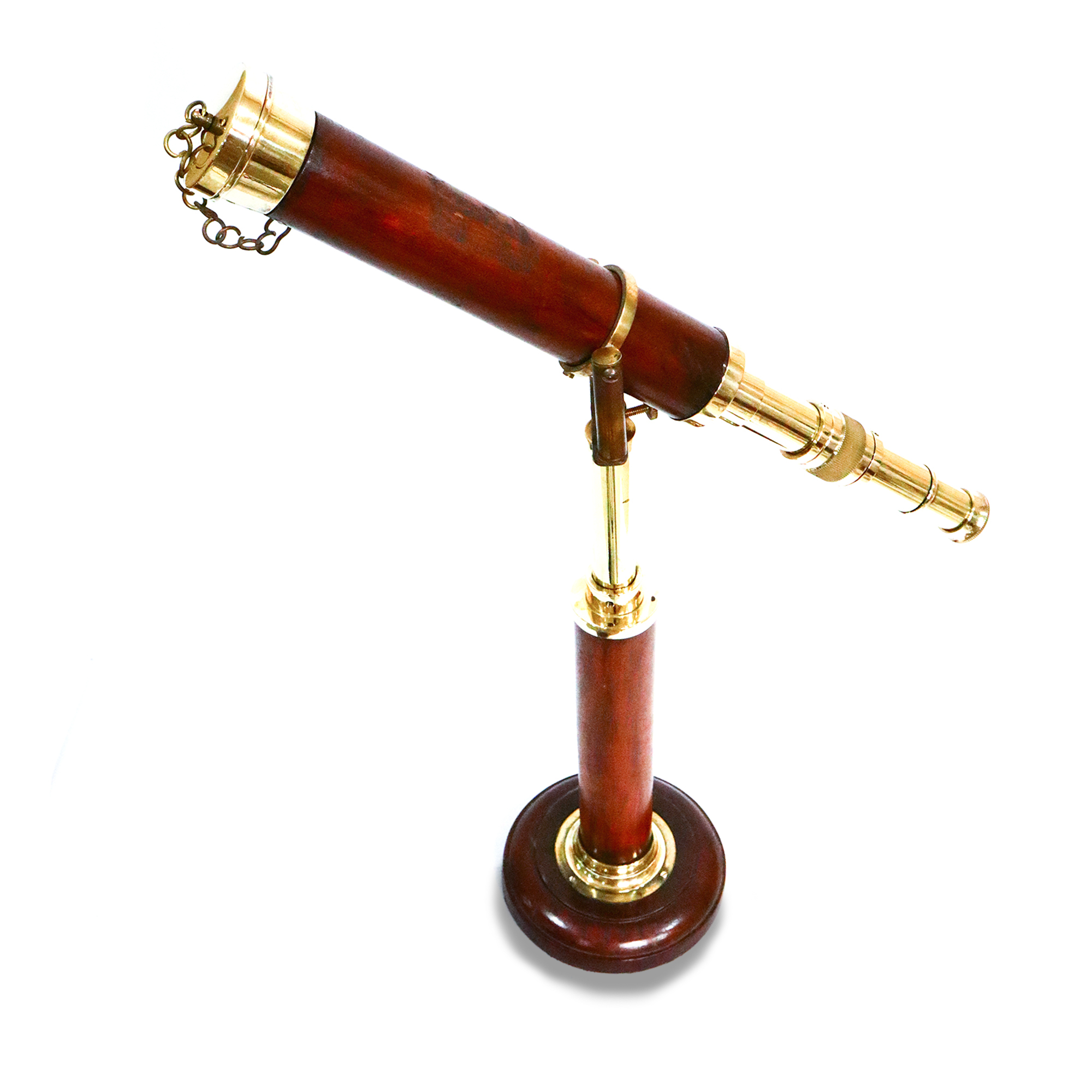 Brown Nautical Vintage Single Barrel Desktop Telescope With Stand