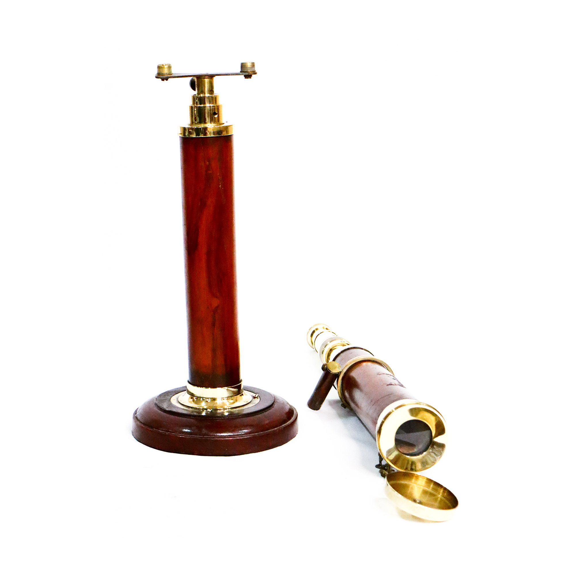 Brown Nautical Vintage Single Barrel Desktop Telescope With Stand