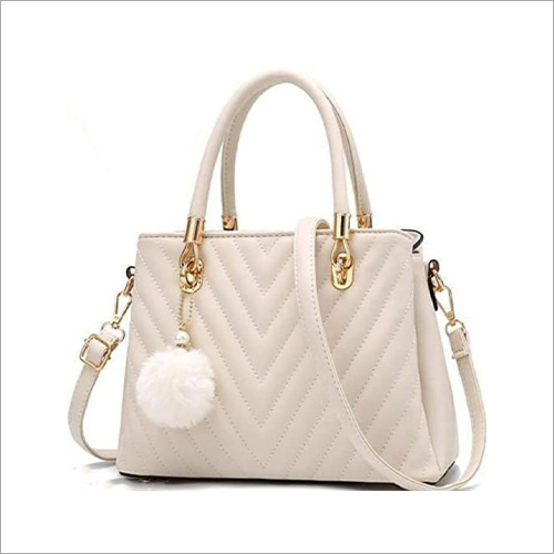 Ladies Cream Color Handbag - Stylish Fashion Accessory, Zipper Closure for Secure Storage