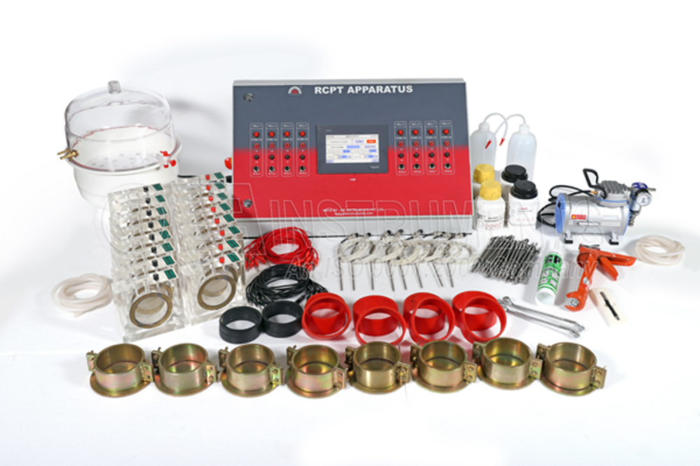 Rapid Chloride Permeability Tester - 4 Cell Setup, 8 Channel Daq System, 7" Hmi Color Touch Screen Display, Vacuum Desiccator With Pump & Accessories, Ideal For Concrete Testing