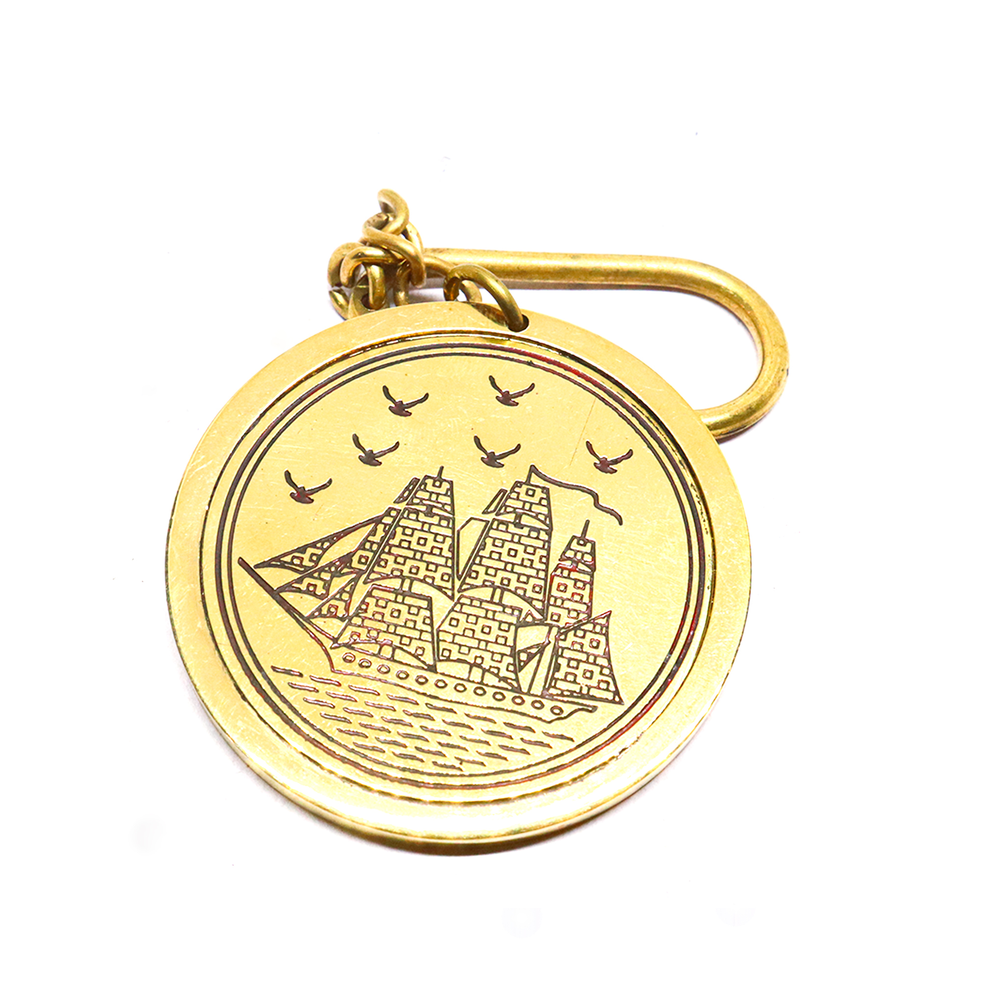 Brass Shiny Nautical 40 Year Calendar Key Ring