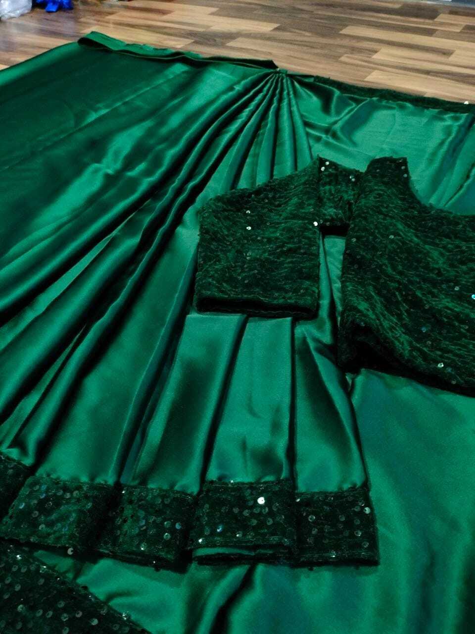Women Heavy Sequins Work Lace Border Work