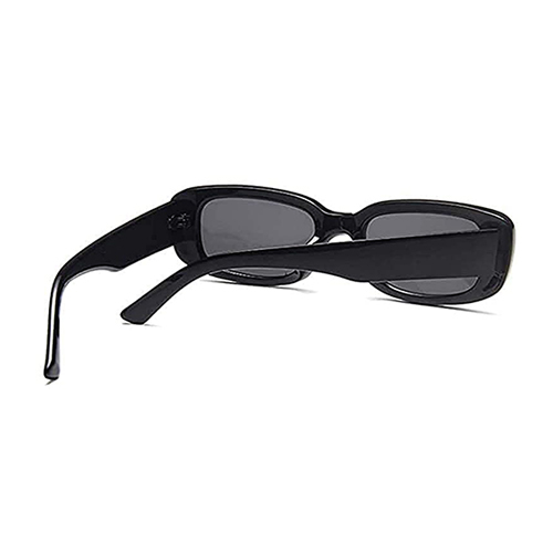 Slim Rectangle Goggles - Plastic Lenses, Blue Color | Black Frame, Fashion Sunglasses For Men & Women