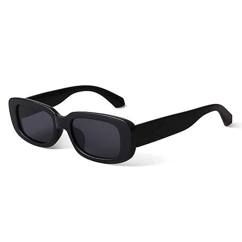 Slim Rectangle Goggles - Plastic Lenses, Blue Color | Black Frame, Fashion Sunglasses For Men & Women