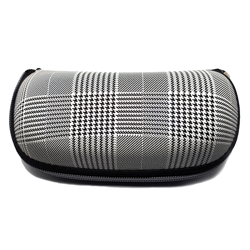 Black Fabric Print Eyewear Cases And Covers - Cotton Fabric, Custom Size & Design, Grey Color | Zipper Top Sealing With Security Feature