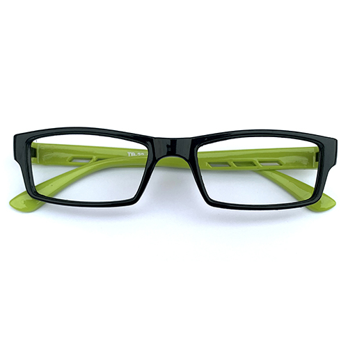 Kids T33 Natural Green Anti Blue Ray Glasses - Glass Lenses, Transparent Color | Stylish Black And Green Frame, Eye Protection For Ages 3-12