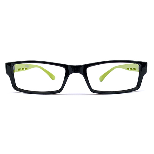 Kids T33 Natural Green Anti Blue Ray Glasses - Glass Lenses, Transparent Color | Stylish Black And Green Frame, Eye Protection For Ages 3-12