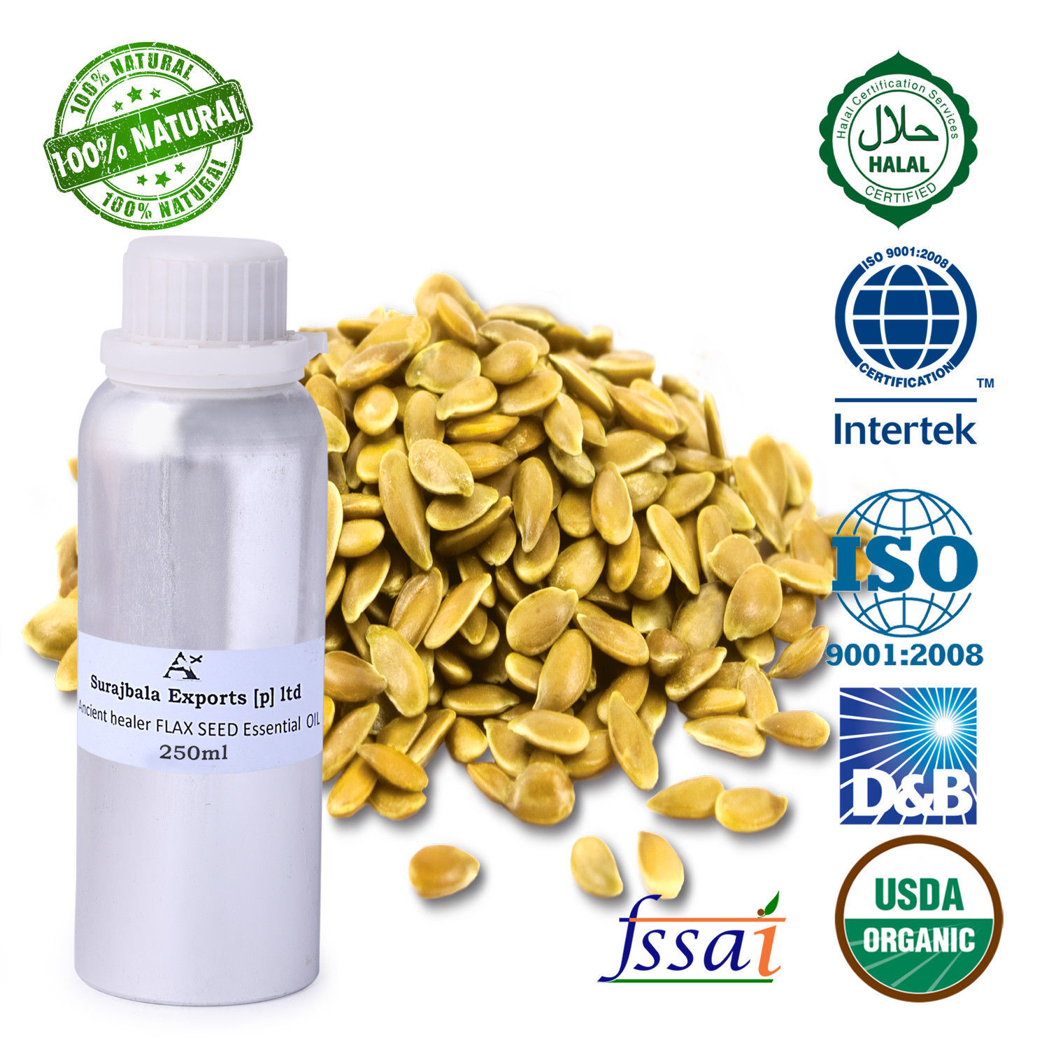Flax Seed Essential Oil - 1000 Ml Liquid Formulation With 96% Purity For All Age Groups Store In Cool & Dry Place
