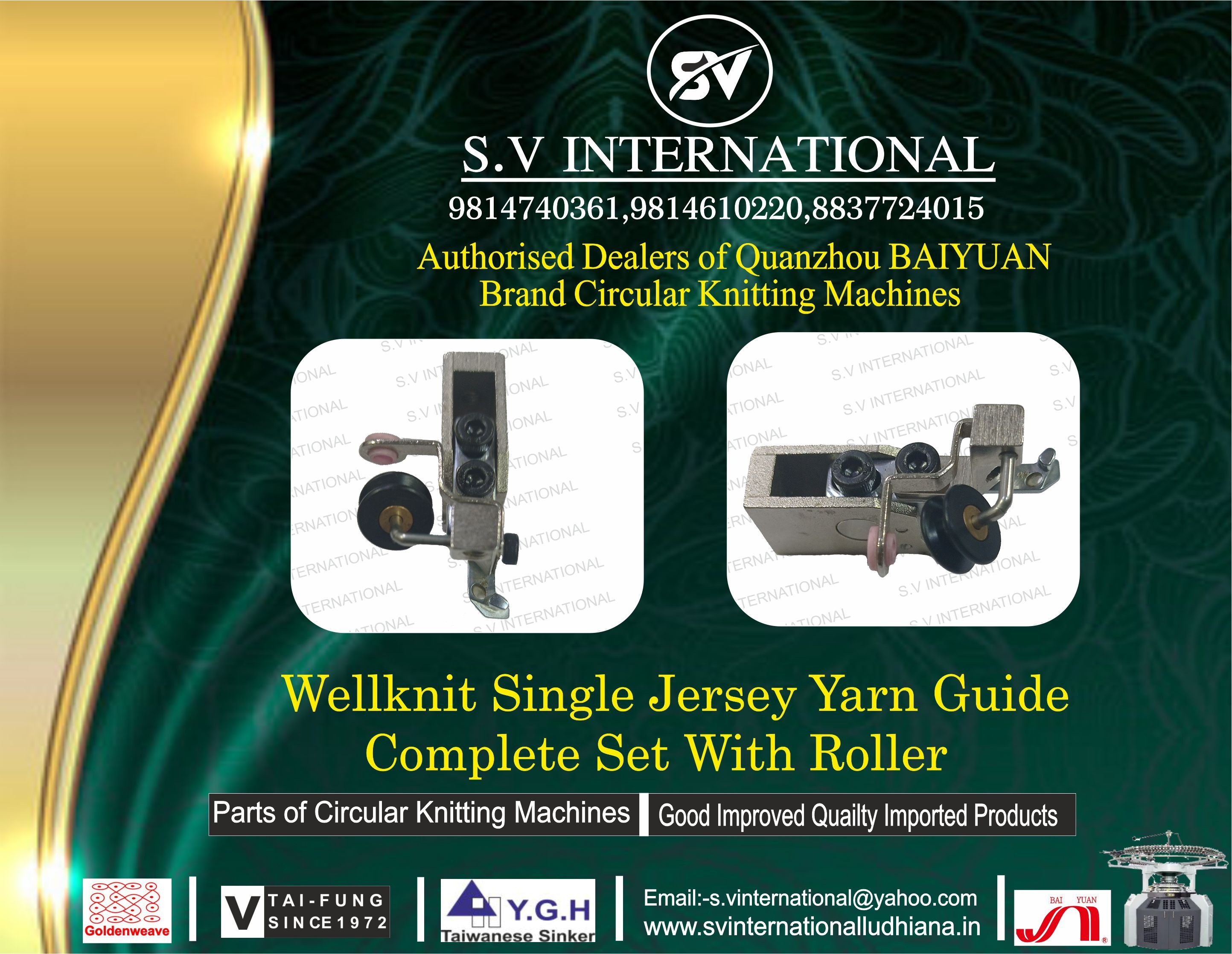 Wellknit Single Jersey Yarn Guide Complete Set With Roller