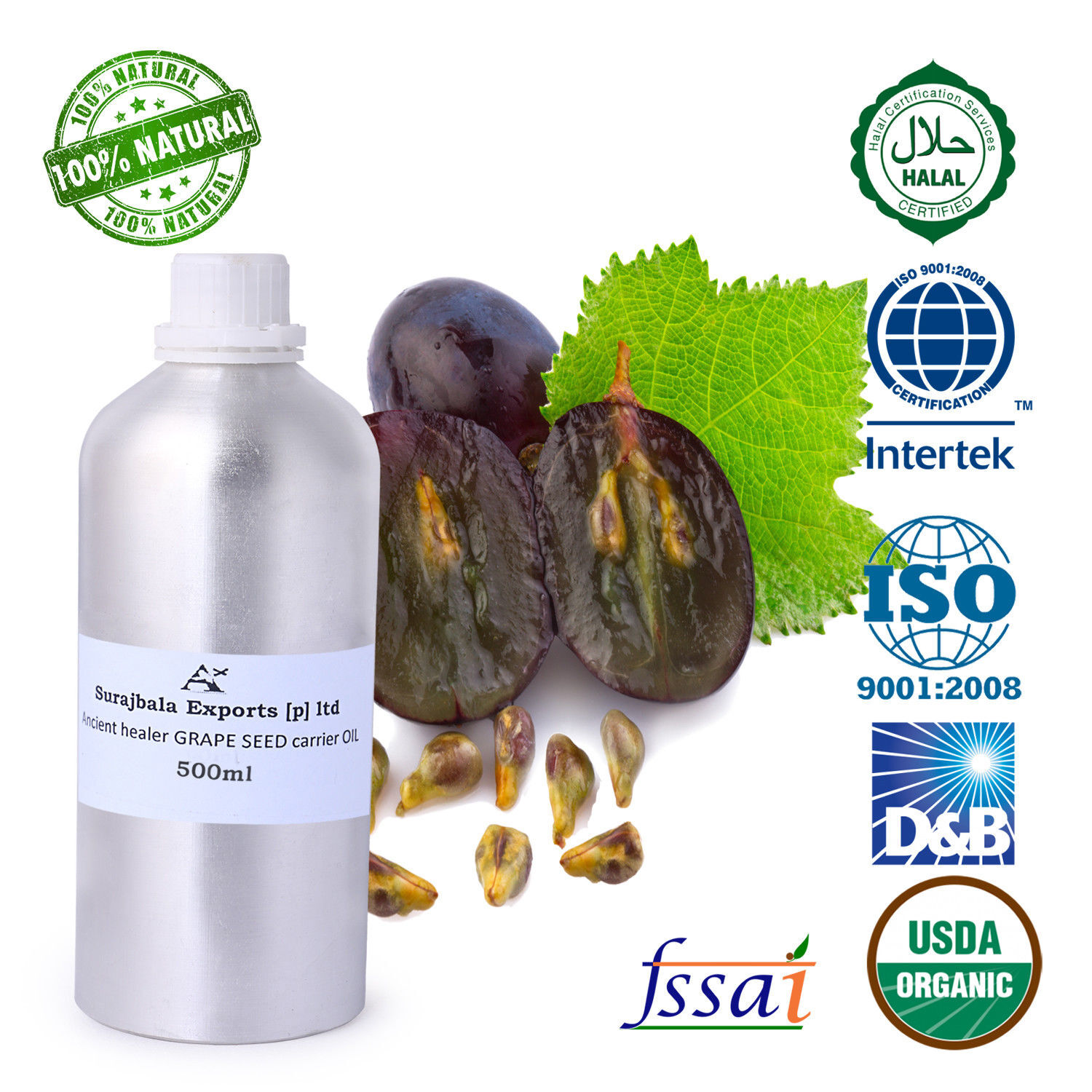 Grape Seed Carrier Oil 500 Ml Age Group: All Age Group