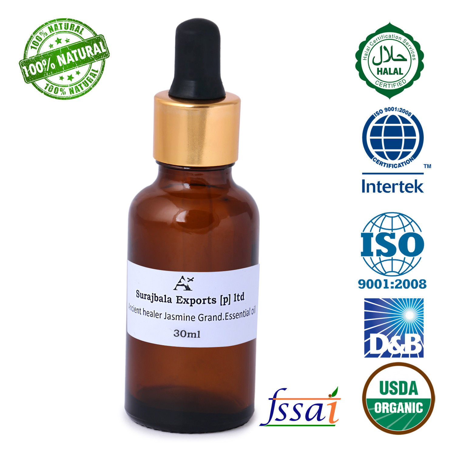 Jasmin Grand Essential Oil - 1000 Ml Liquid, 96% Purity From Fresh Jasmine Flowers, Ideal For All Ages, Store In Cool & Dry Place