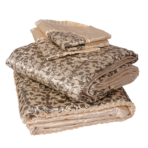 Beige Bedding Set - 100% Cotton, Washable, Printed Design For Home Use