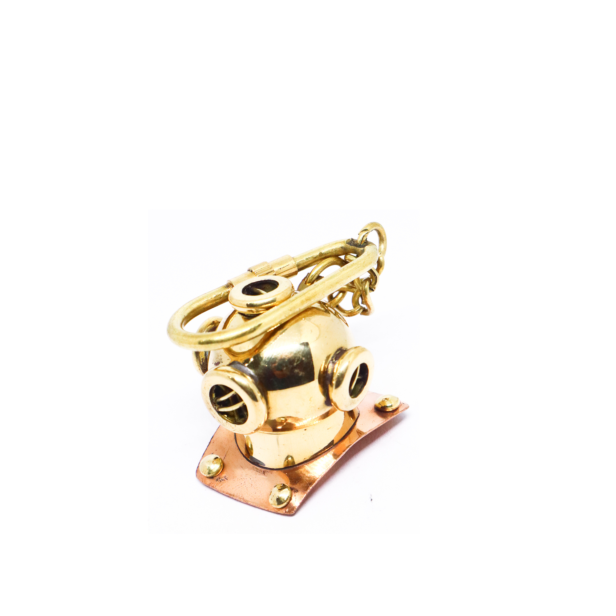 Brass Shiny Diving Helmet Key Chain