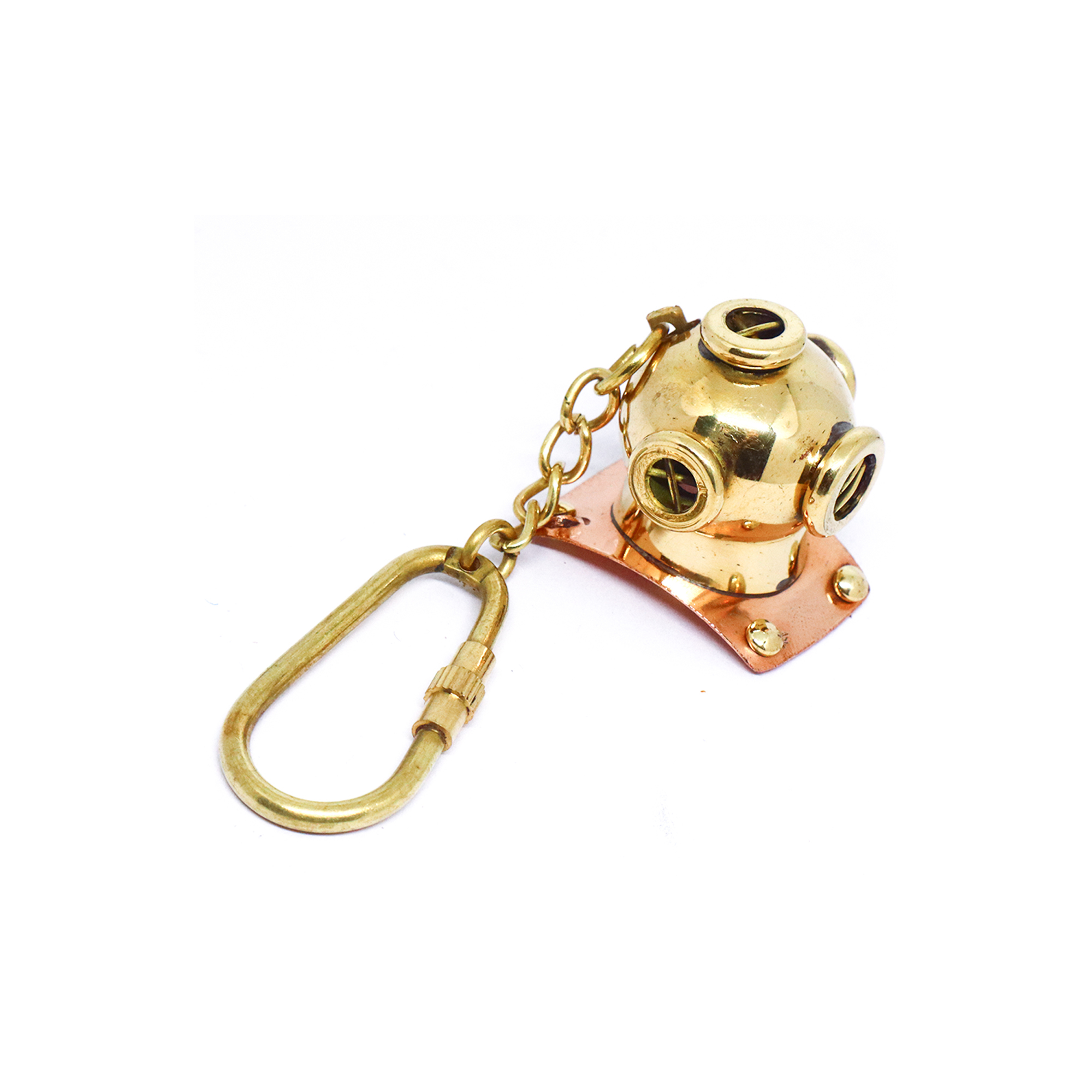 Brass Shiny Diving Helmet Key Chain