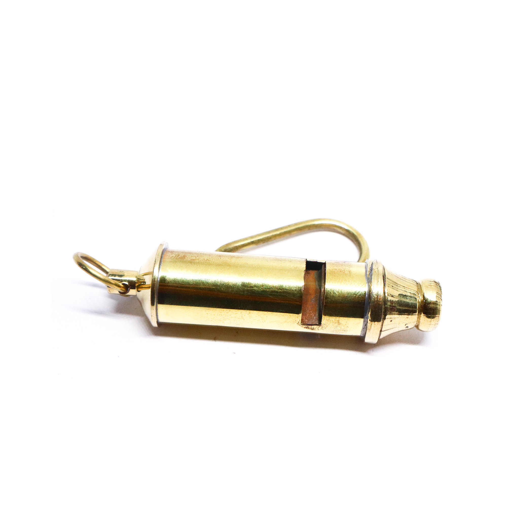 Brass Shiny Whistle Key Chain Compact Design
