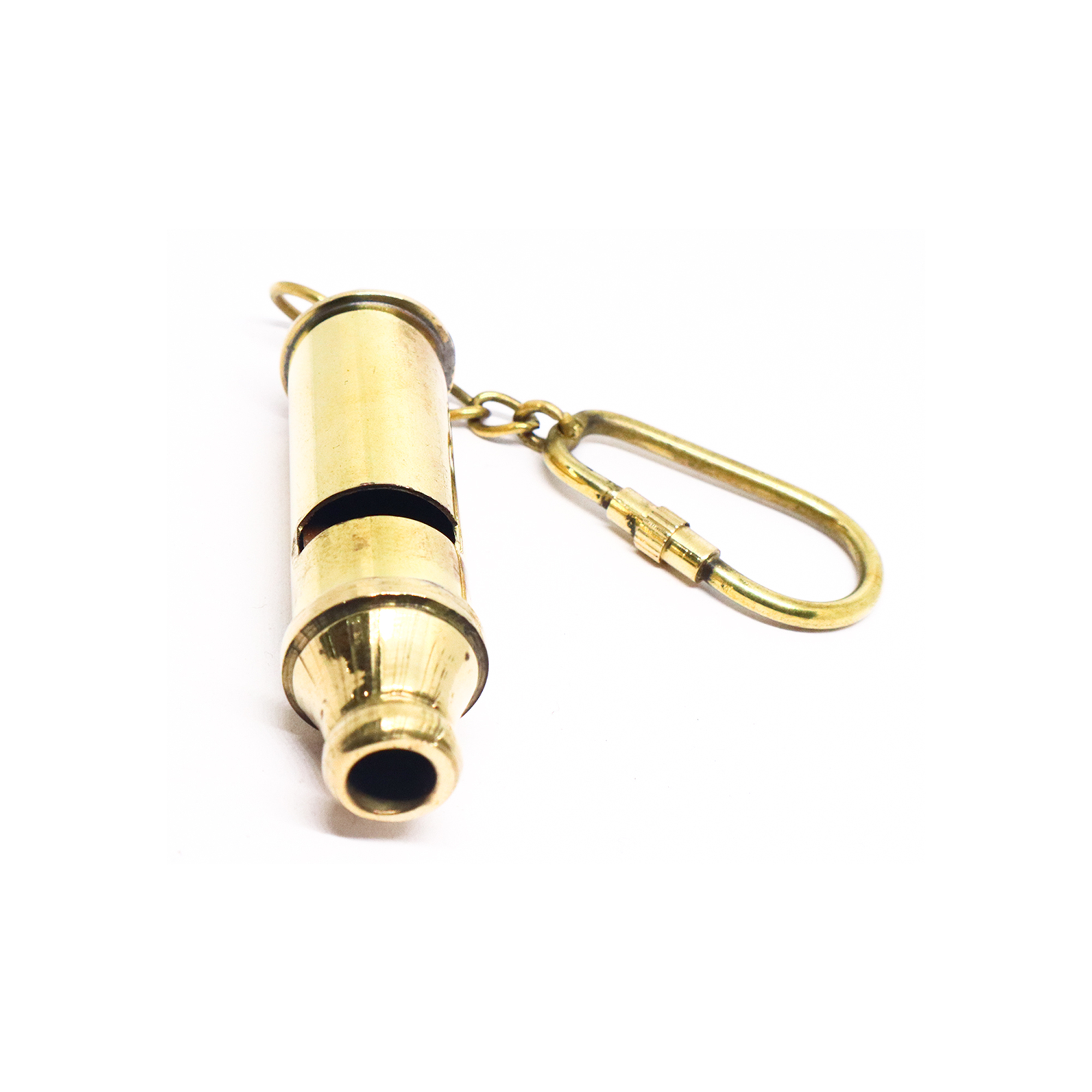 Brass Shiny Whistle Key Chain Compact Design