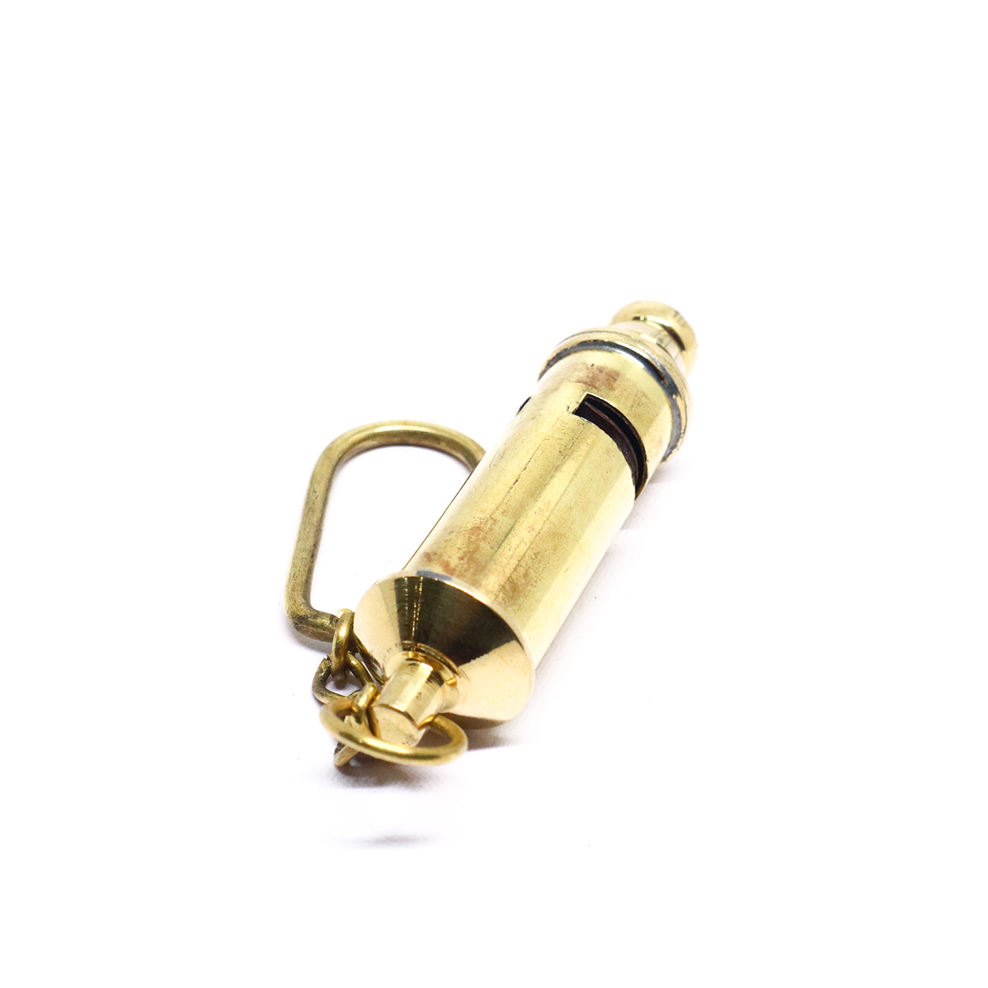 Brass Shiny Whistle Key Chain Compact Design