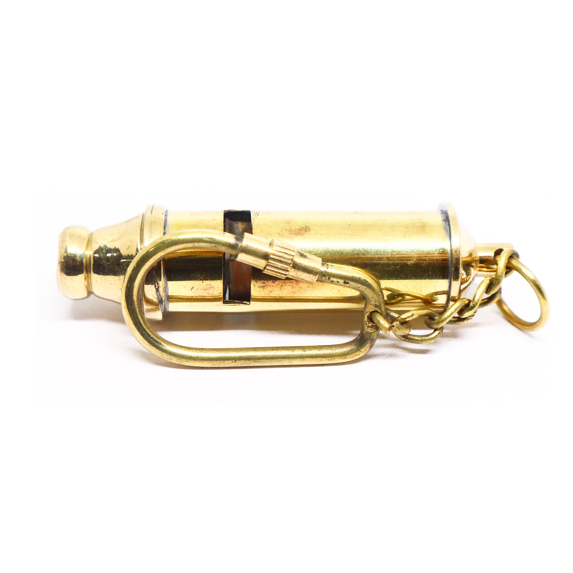 Brass Shiny Whistle Key Chain Compact Design