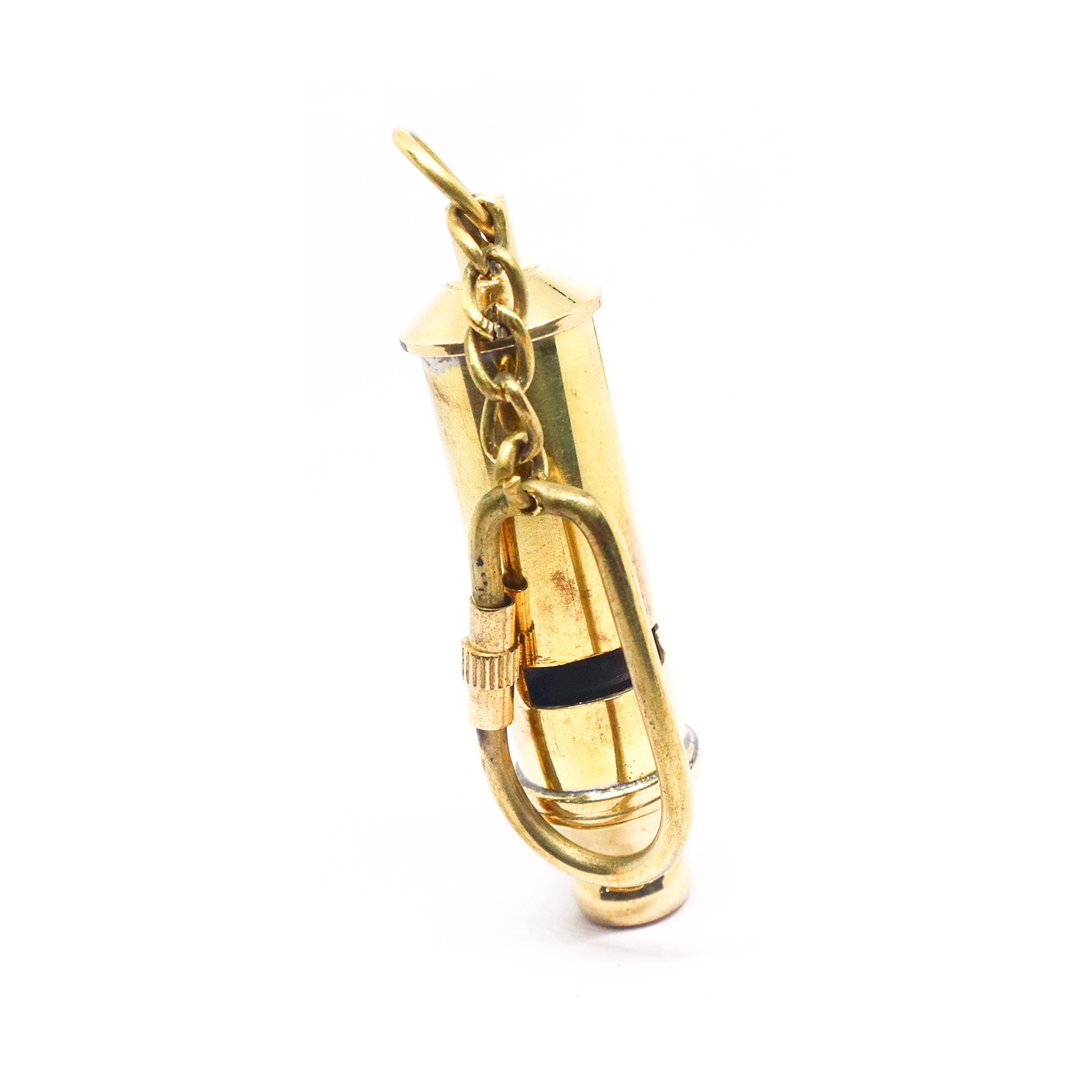 Brass Shiny Whistle Key Chain Compact Design