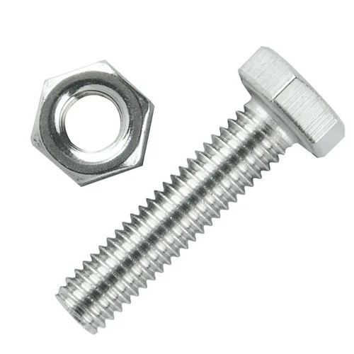 Ss 304 Hex Nut Bolt - Galvanized Stainless Steel Various Sizes Available | High Corrosion Resistance Industrial Use In Automotive Electrical Furniture