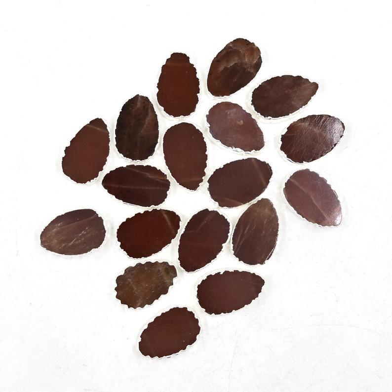 Multicolor Natural Gemstone Slice Shape Electroplated Pendant