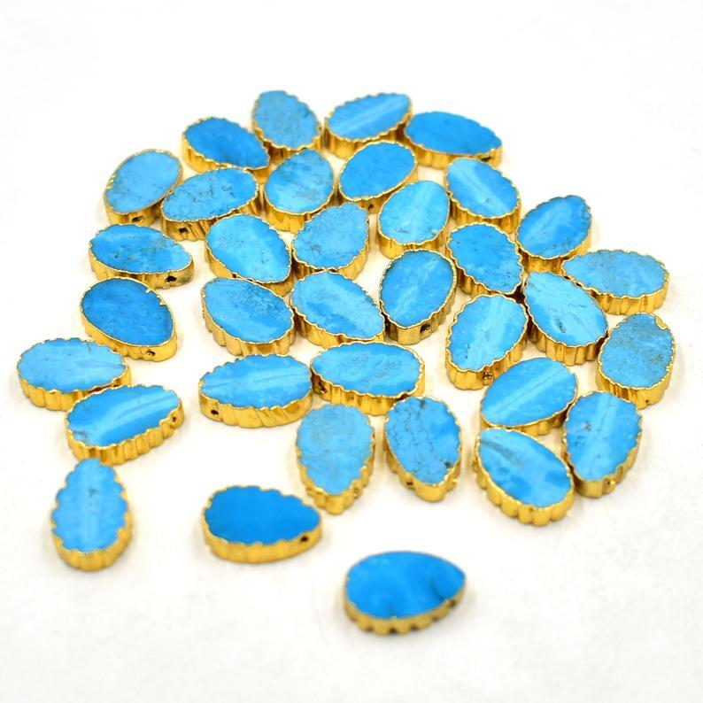 Multicolor Natural Gemstone Slice Shape Electroplated Pendant