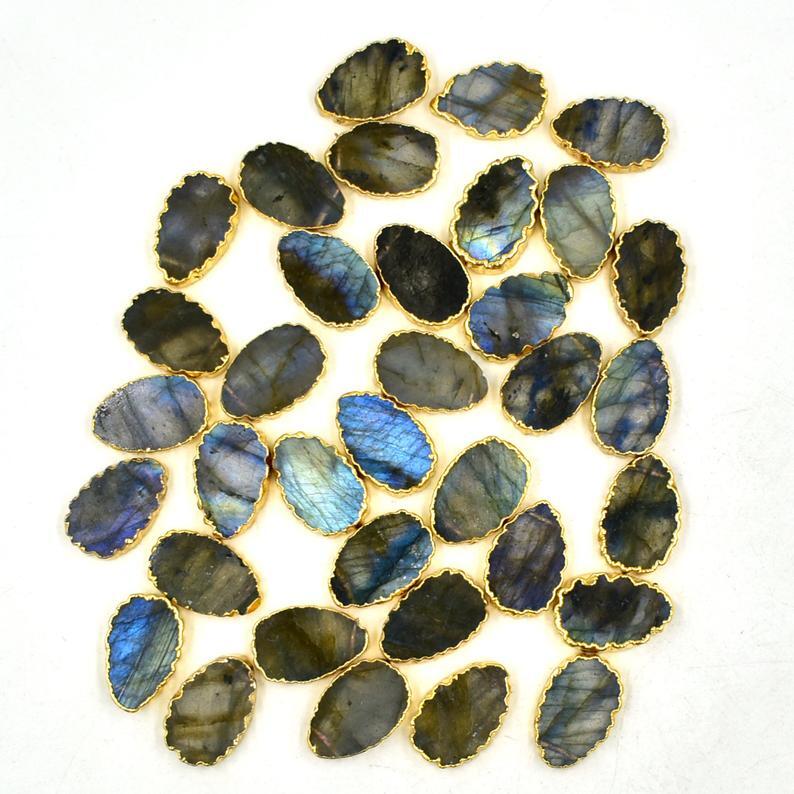 Multicolor Natural Gemstone Slice Shape Electroplated Pendant