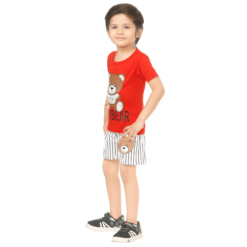 Washable Boys Red T-shirt And Shorts