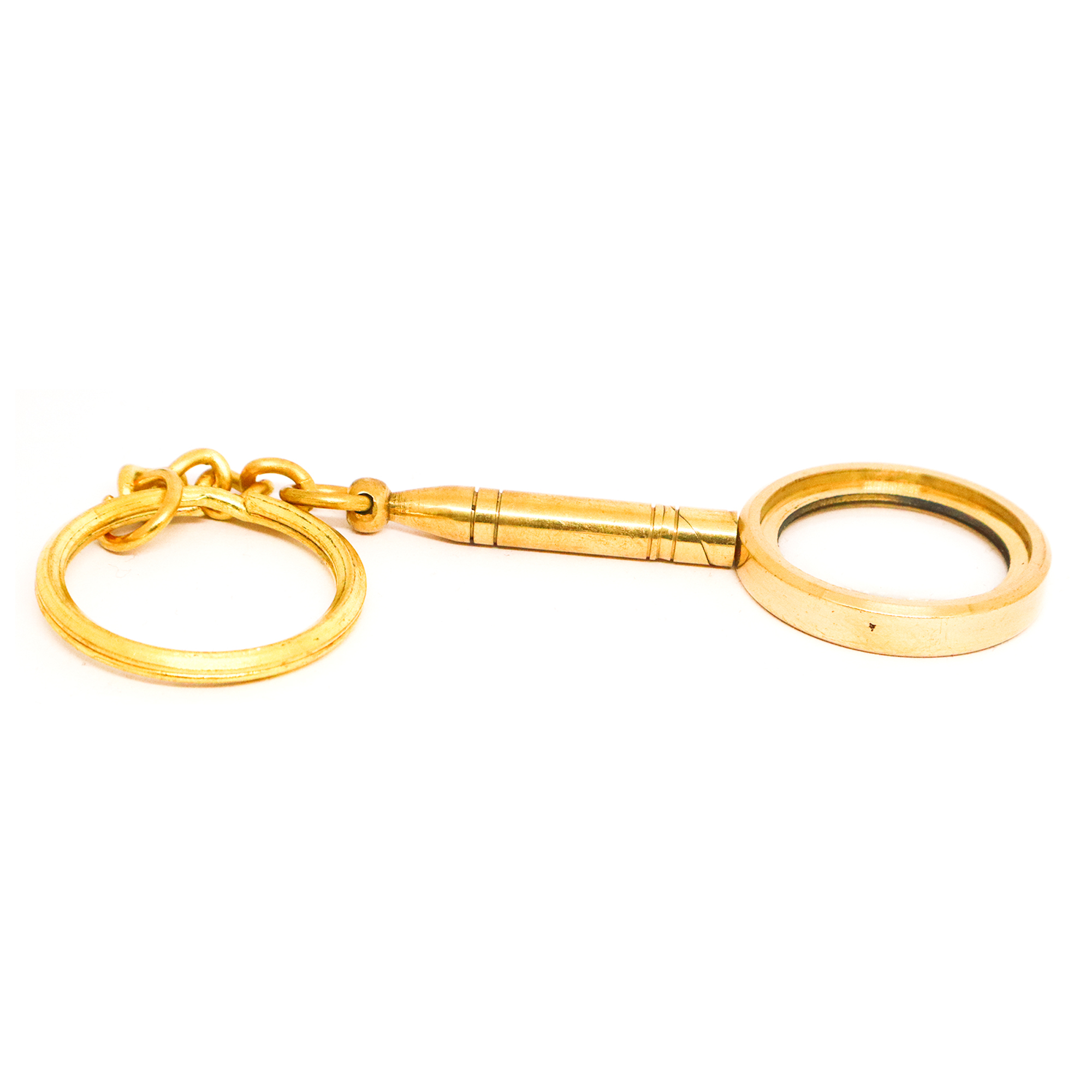 Brass Shiny Magnifying Key Chain Very Small Detective Keychain
