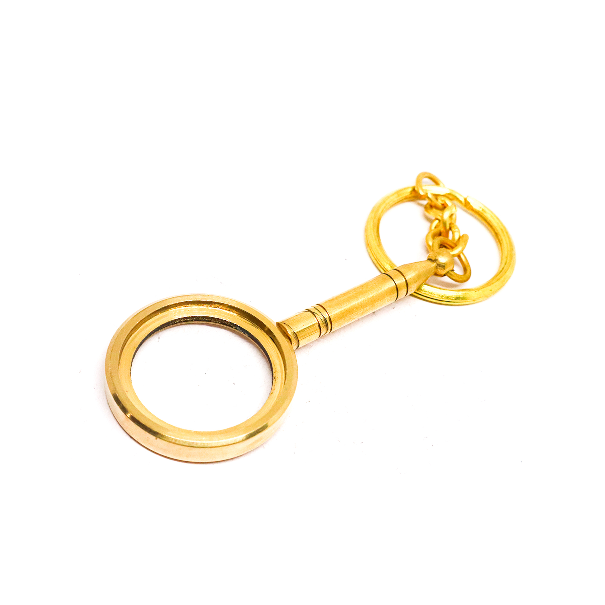 Brass Shiny Magnifying Key Chain Very Small Detective Keychain