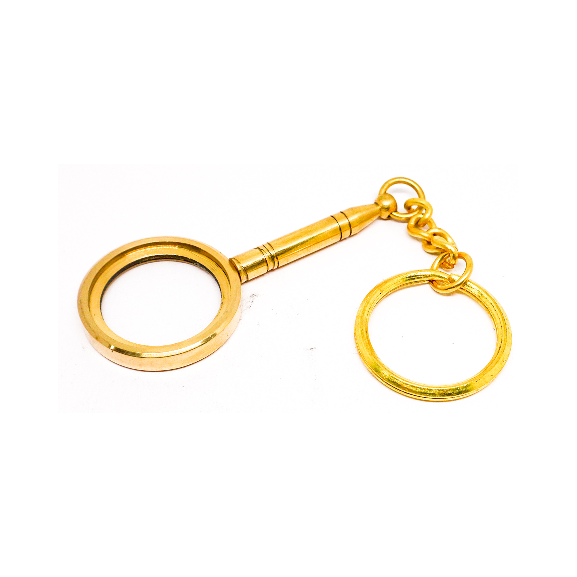 Brass Shiny Magnifying Key Chain Very Small Detective Keychain