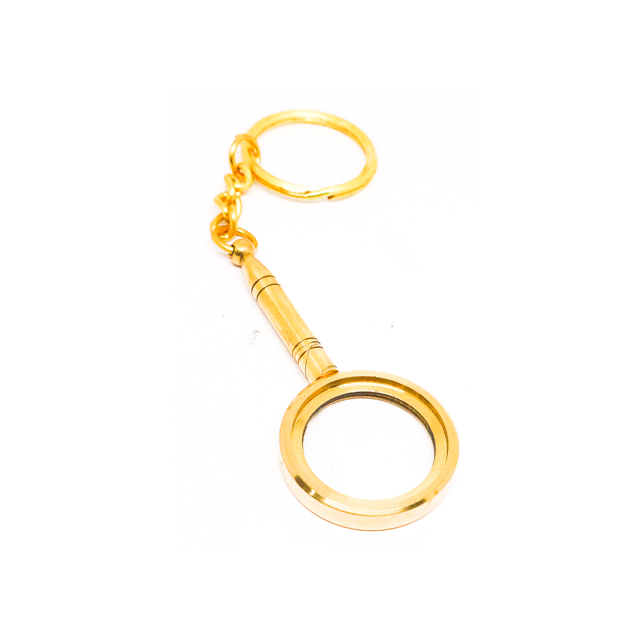 Brass Shiny Magnifying Key Chain Very Small Detective Keychain