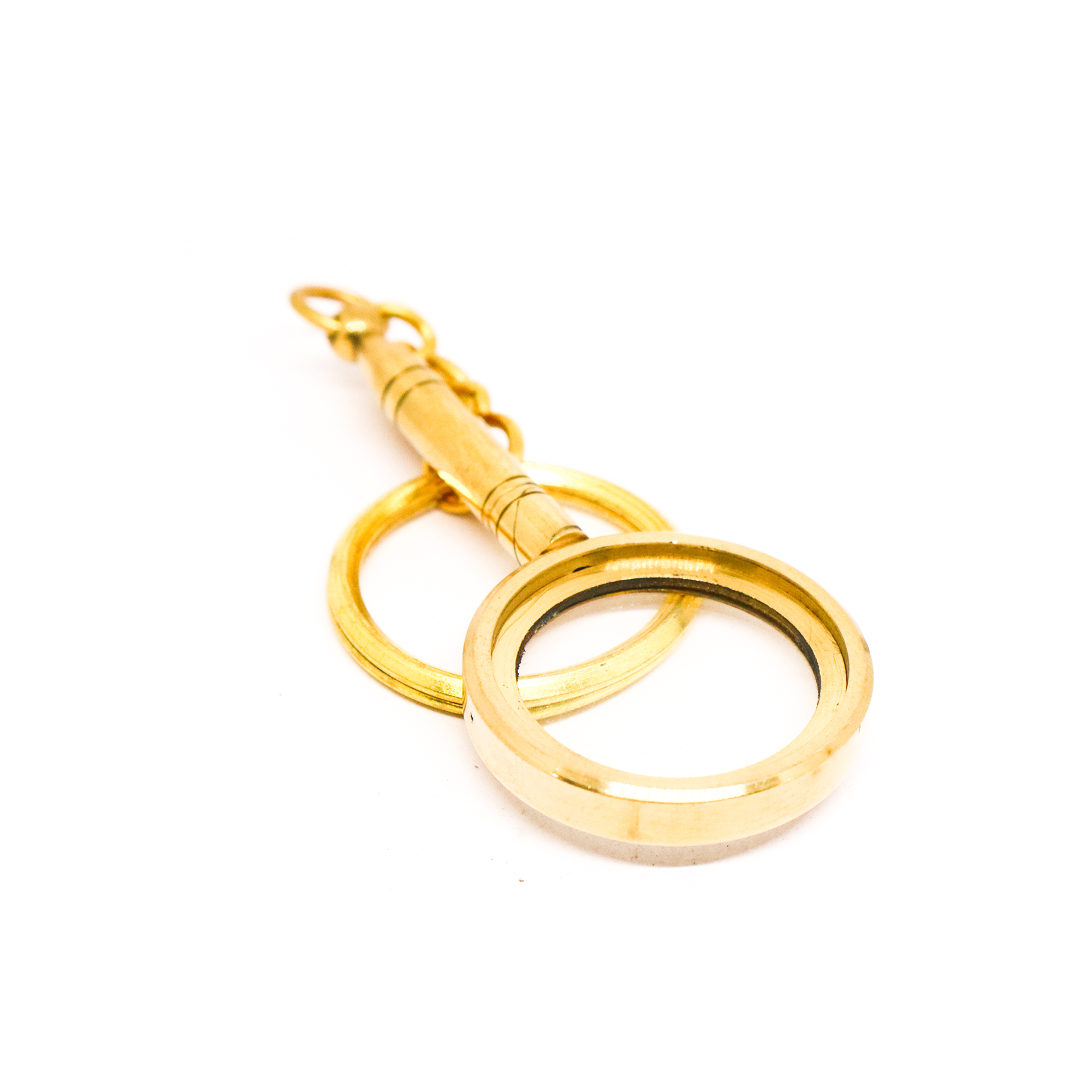 Brass Shiny Magnifying Key Chain Very Small Detective Keychain
