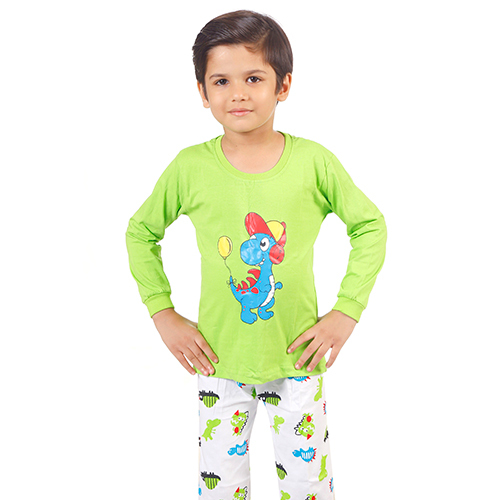 Boys Green Full T-shirt And Trouser - Cotton Material Full Sleeves Multiple Sizes & Designs | Quick Dry Washable Comfortable & Easy To Wear