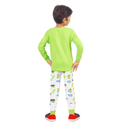 Boys Green Full T-shirt And Trouser - Cotton Material Full Sleeves Multiple Sizes & Designs | Quick Dry Washable Comfortable & Easy To Wear