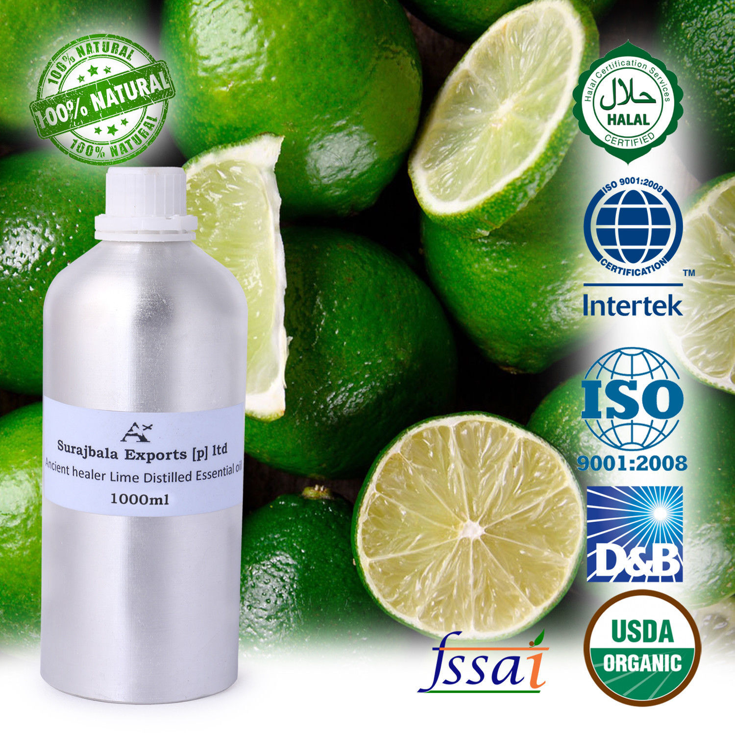 1000 Ml Lime Distilled Essential Oil Age Group: All Age Group