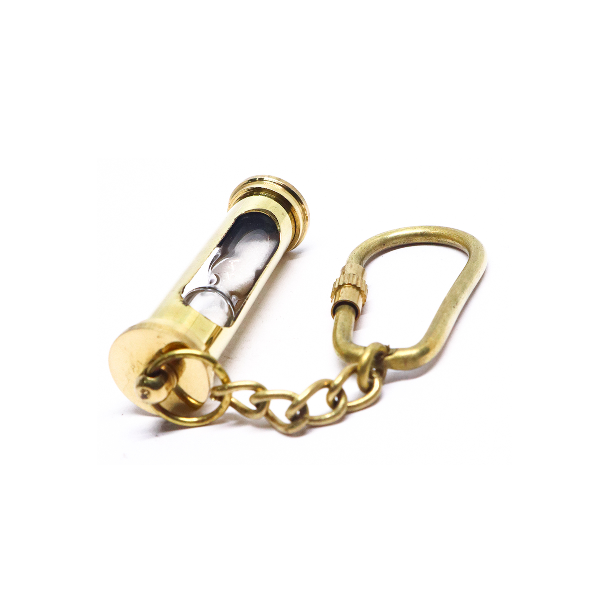 Brass Shiny Sand Timer Key Chain Nautical Keyring Handmade Mini Sand Hourglass Gift