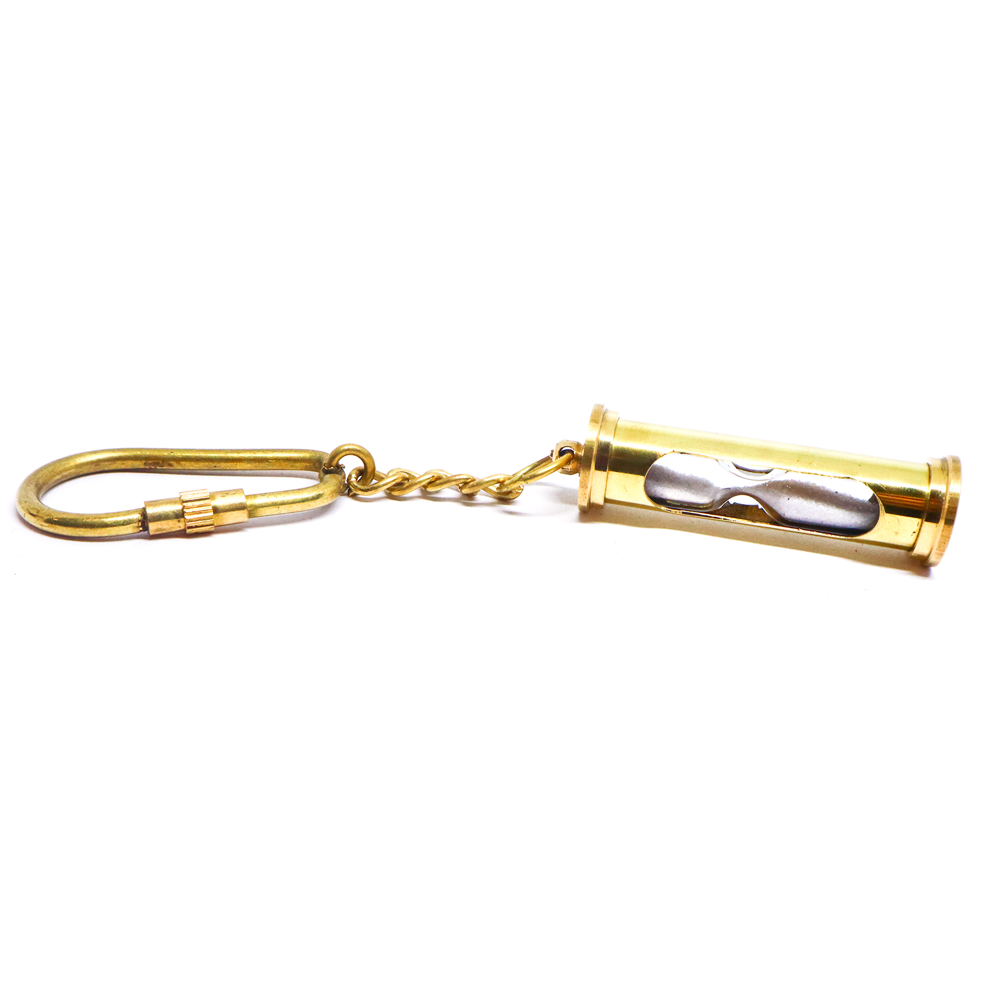 Brass Shiny Sand Timer Key Chain Nautical Keyring Handmade Mini Sand Hourglass Gift