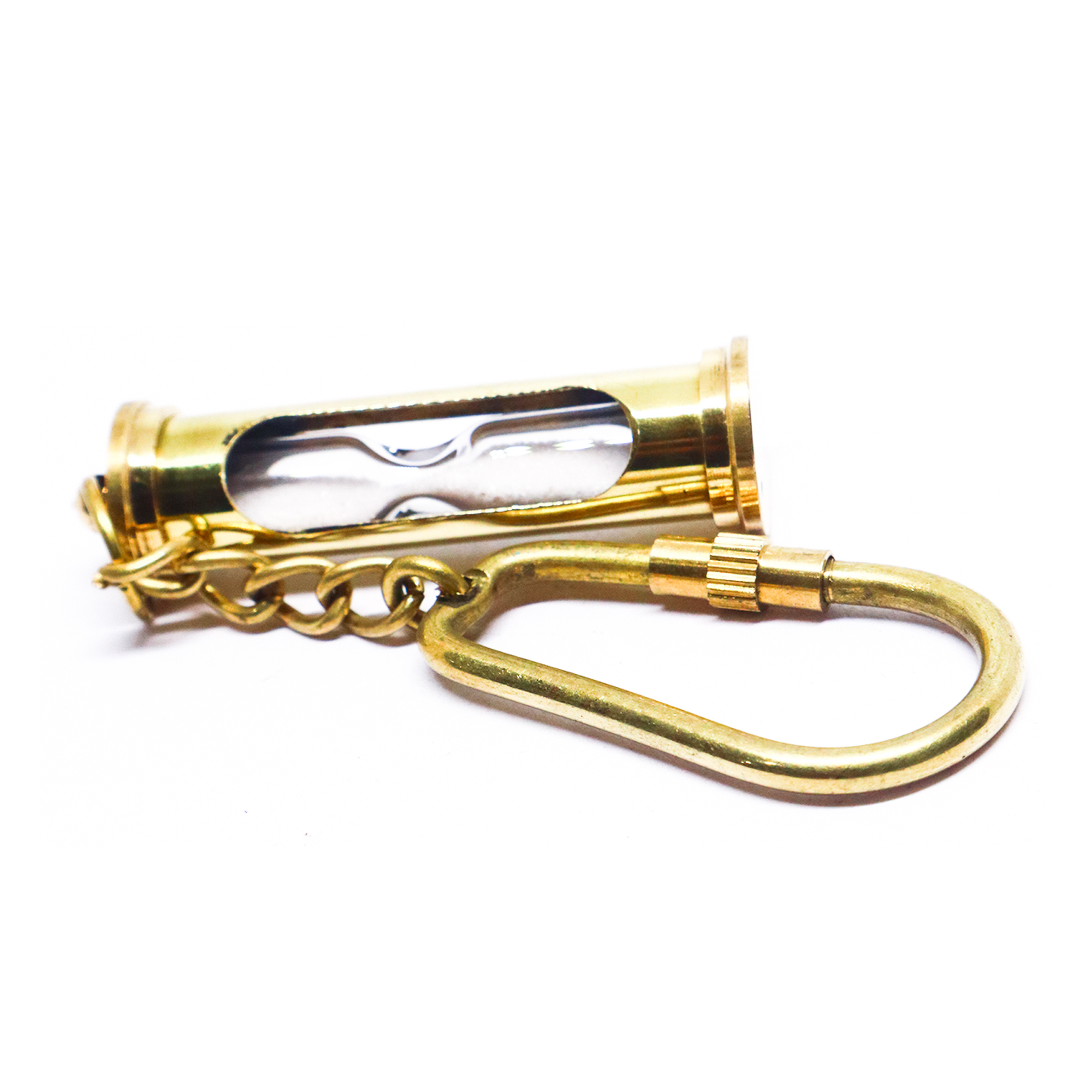 Brass Shiny Sand Timer Key Chain Nautical Keyring Handmade Mini Sand Hourglass Gift