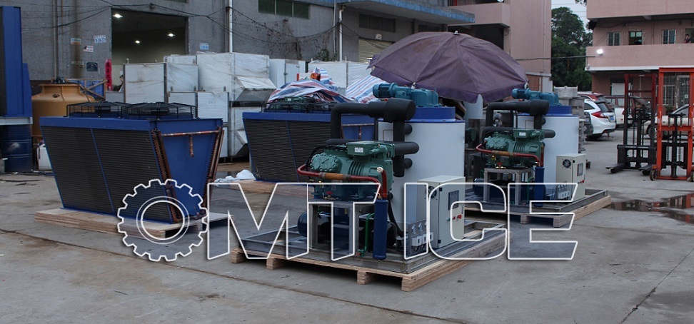 Blue 5000kg Flake Ice Machine Air Cooled Type