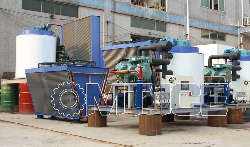 Blue 5000kg Flake Ice Machine Air Cooled Type