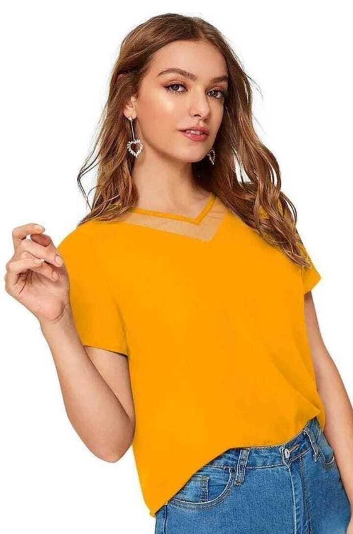Fancy Top - Imported Georgette, Adult Size, Bell Sleeve, V-neck, Red Color | Perfect For Casual Wear, Parties, And Everyday Use