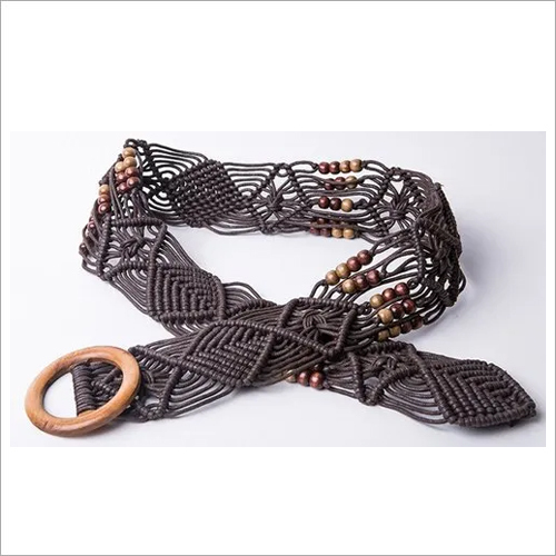 Black Fancy Macrame Belt