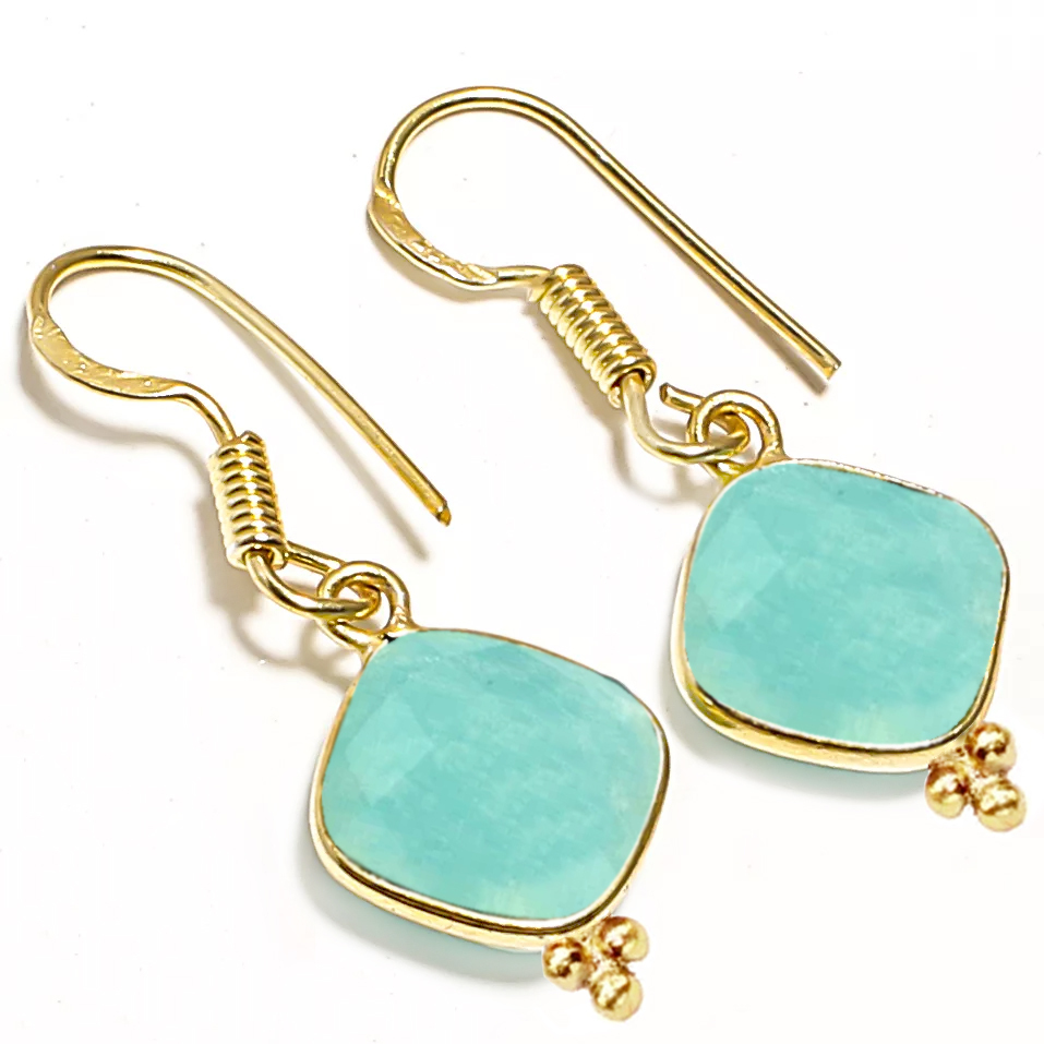 Pendants 10mm Fancy Cushion Shape Gold Vermeil Silver Dangle Earring
