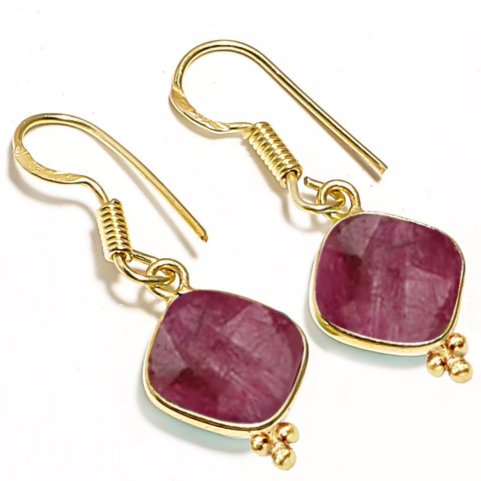 Pendants 10mm Fancy Cushion Shape Gold Vermeil Silver Dangle Earring