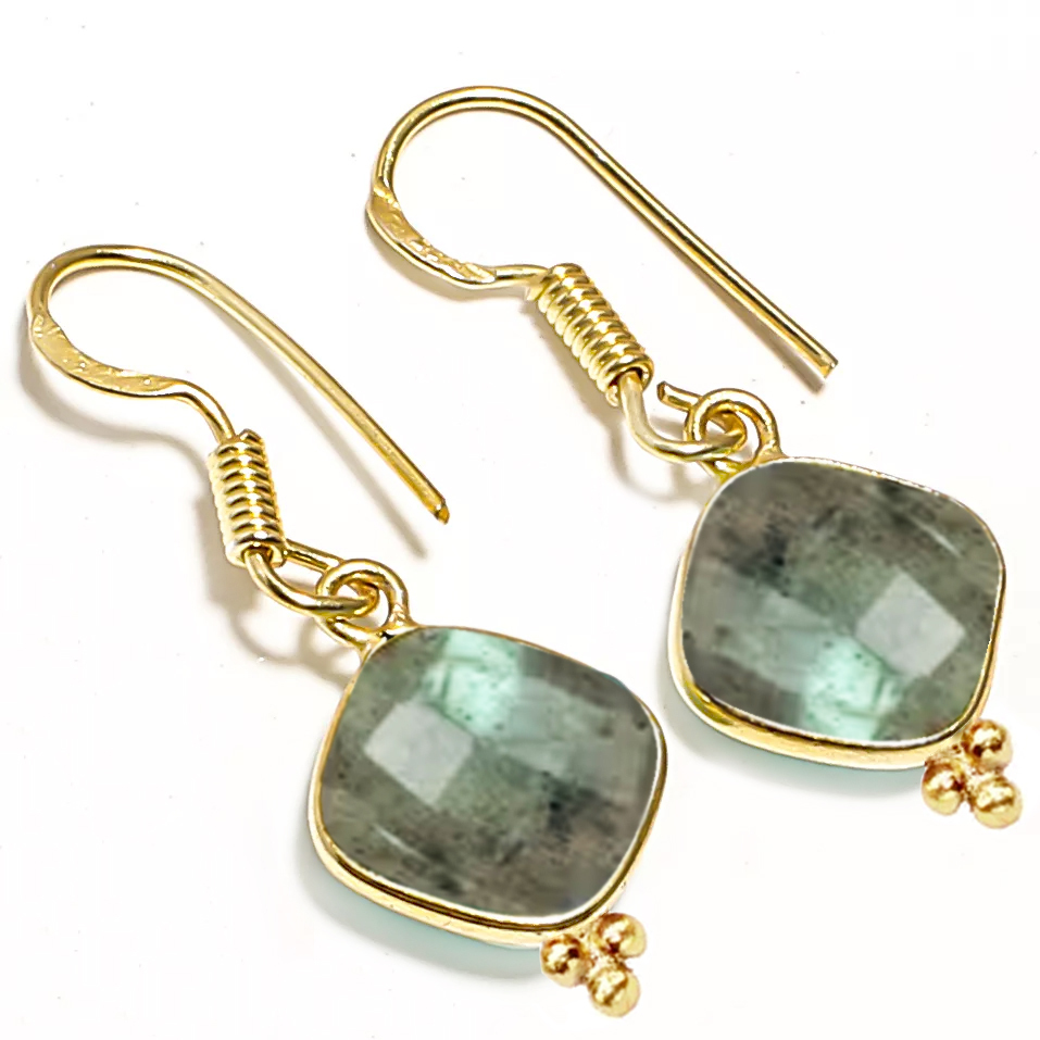 Pendants 10mm Fancy Cushion Shape Gold Vermeil Silver Dangle Earring