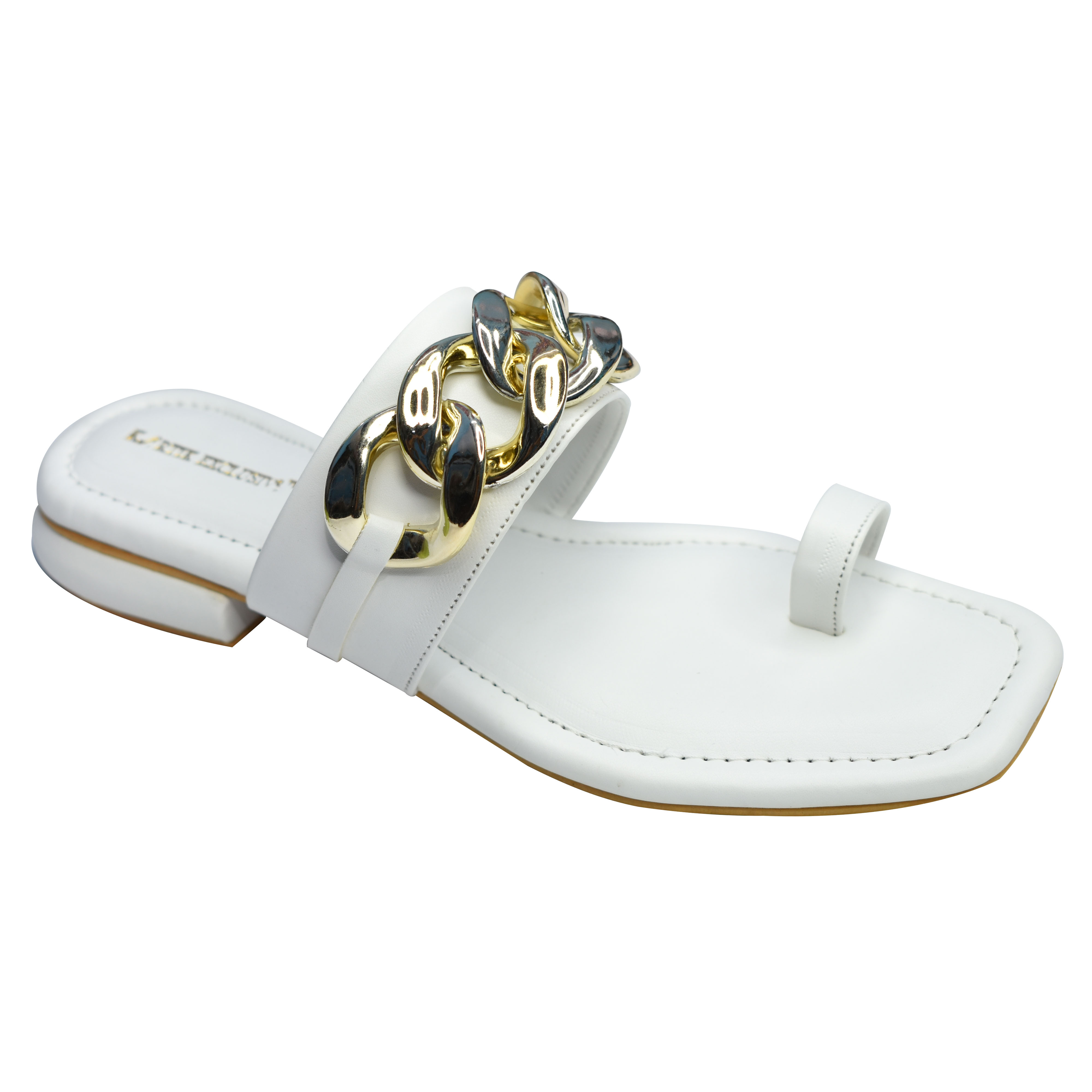 White Color Thumb Flat Sandal - Leather Material, Various Sizes , Pu Upper, Designed For Women With Flat Heel For Elegant Comfort